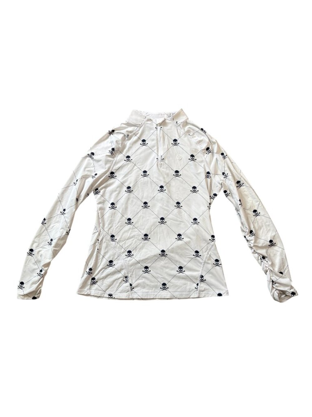 G/Fore Women's Killer Quarter Zip Long Sleeve Top white skull print golf S small